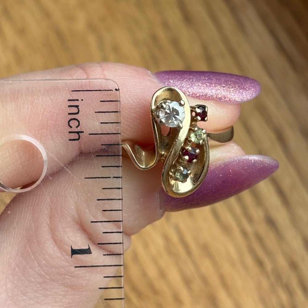 14k Yellow Gold Diamond Vintage Estate Cocktail Ring - Picture 6 of 7